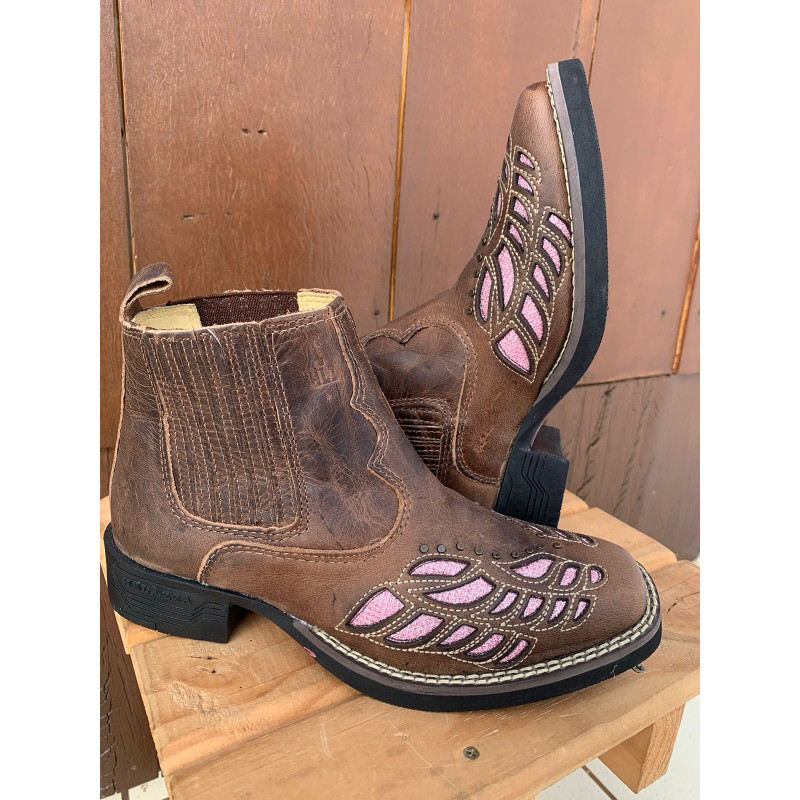 BOTINA BORDADA 5100 02 ROSA HELAZZA