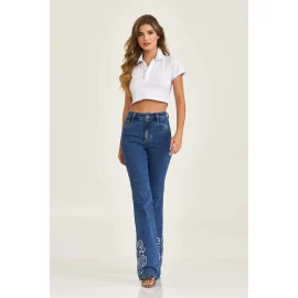 Calça Jeans Feminina Bordada