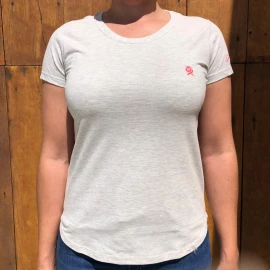 T-SHIRT FEMININA BÁSICA MESCLA CLARA 8026 OX HORNS