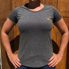 T-SHIRT FEMININA BÁSICA MESCLA ESCURO 8021 OX HORNS