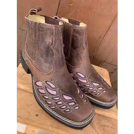 BOTINA BORDADA 5100/02 ROSA HELAZZA 